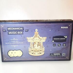 ROKR Romantic Carousel AMK62 3D Wooden Puzzle Mechanical Music Box DIY Model Kit